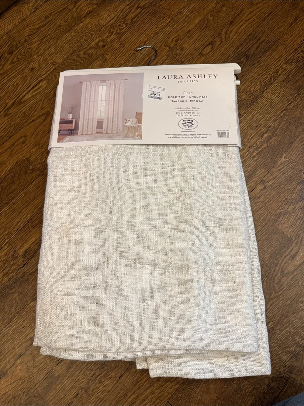 🆕 Laura Ashley Linen Pole Top Curtain Panel Pair